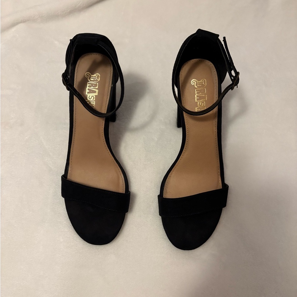 Ash Black Heeled Sandals with Ankle Strap